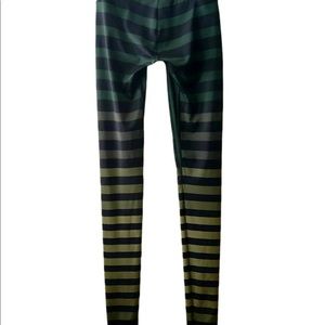 K Deer Green and Black Striped Leggings